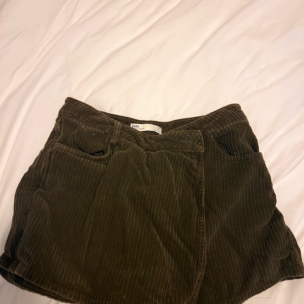 Zara Dark Brown Corduroy Mini Skirt